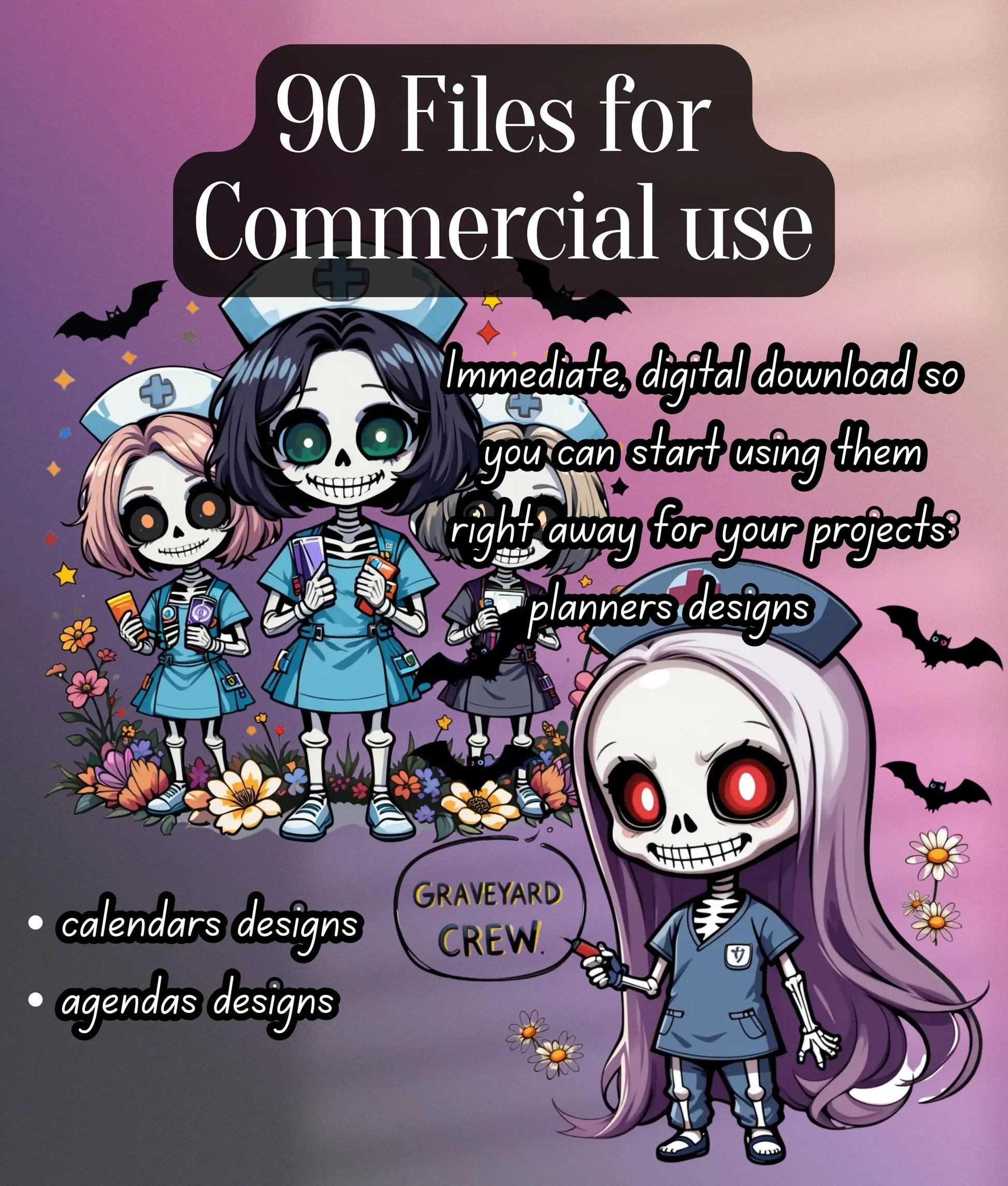 Skeleton Nurse Clipart Bundle - CraftNest - Digital Crafting and Art