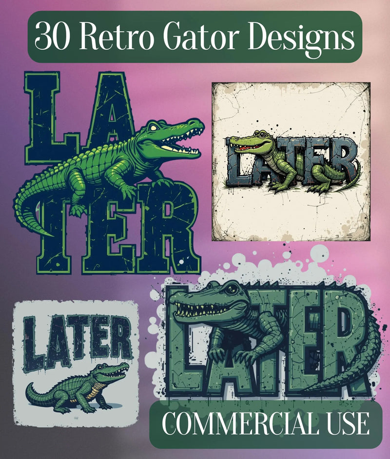 Retro Alligator SVG Bundle - CraftNest - Digital Crafting and Art