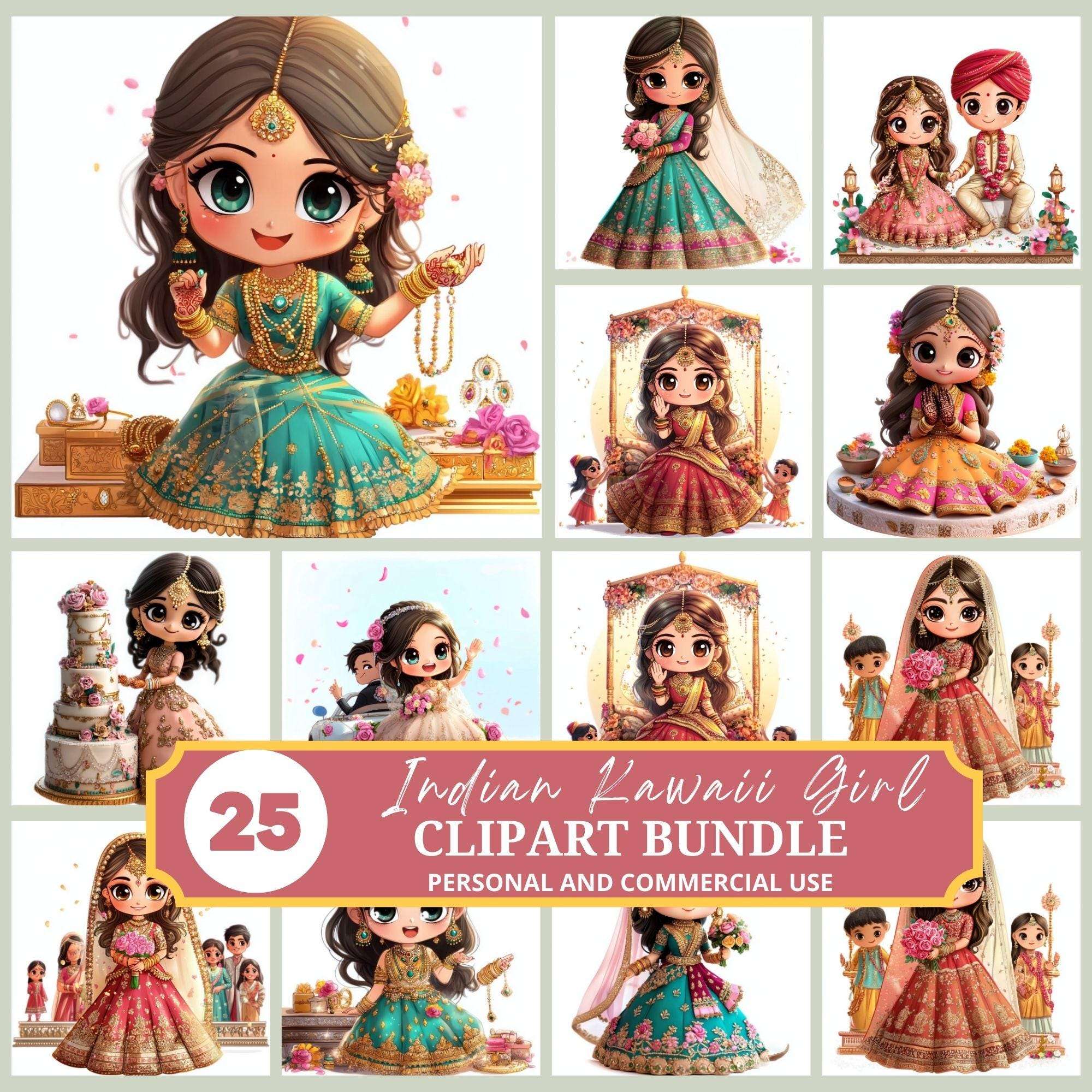 Indian Kawaii Girl Clipart - CraftNest - Digital Crafting and Art
