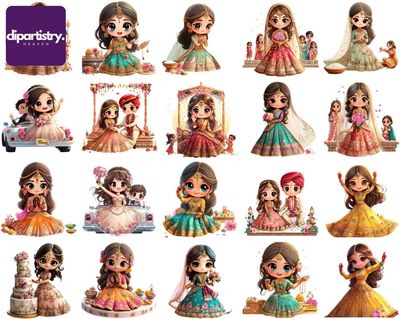 Indian Kawaii Girl Clipart - CraftNest - Digital Crafting and Art