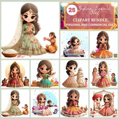 Indian Kawaii Girl Clipart - CraftNest - Digital Crafting and Art