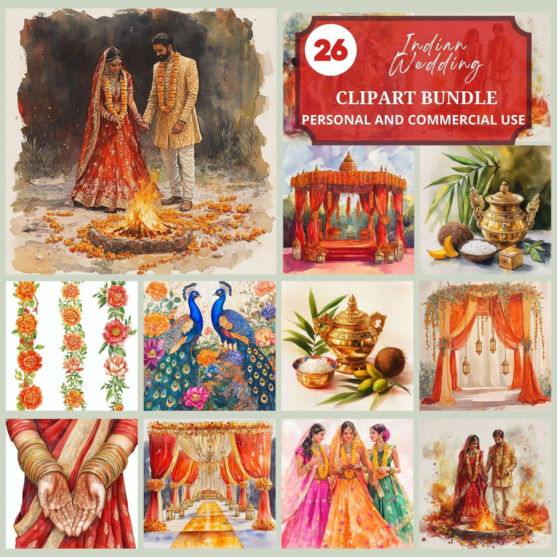 Indian Wedding Clipart - CraftNest - Digital Crafting and Art