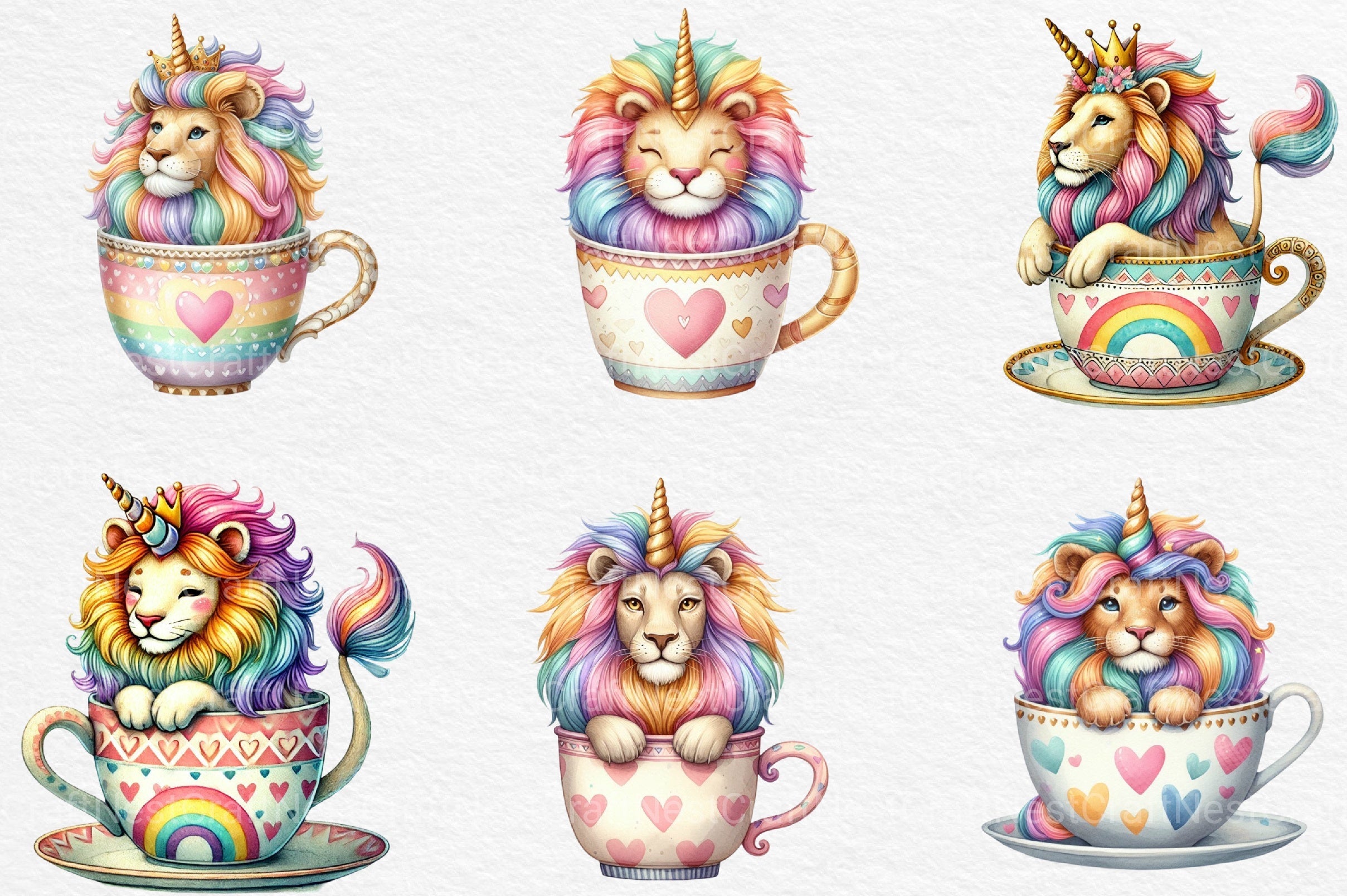 Unicorn Lion Clipart Bundle 1