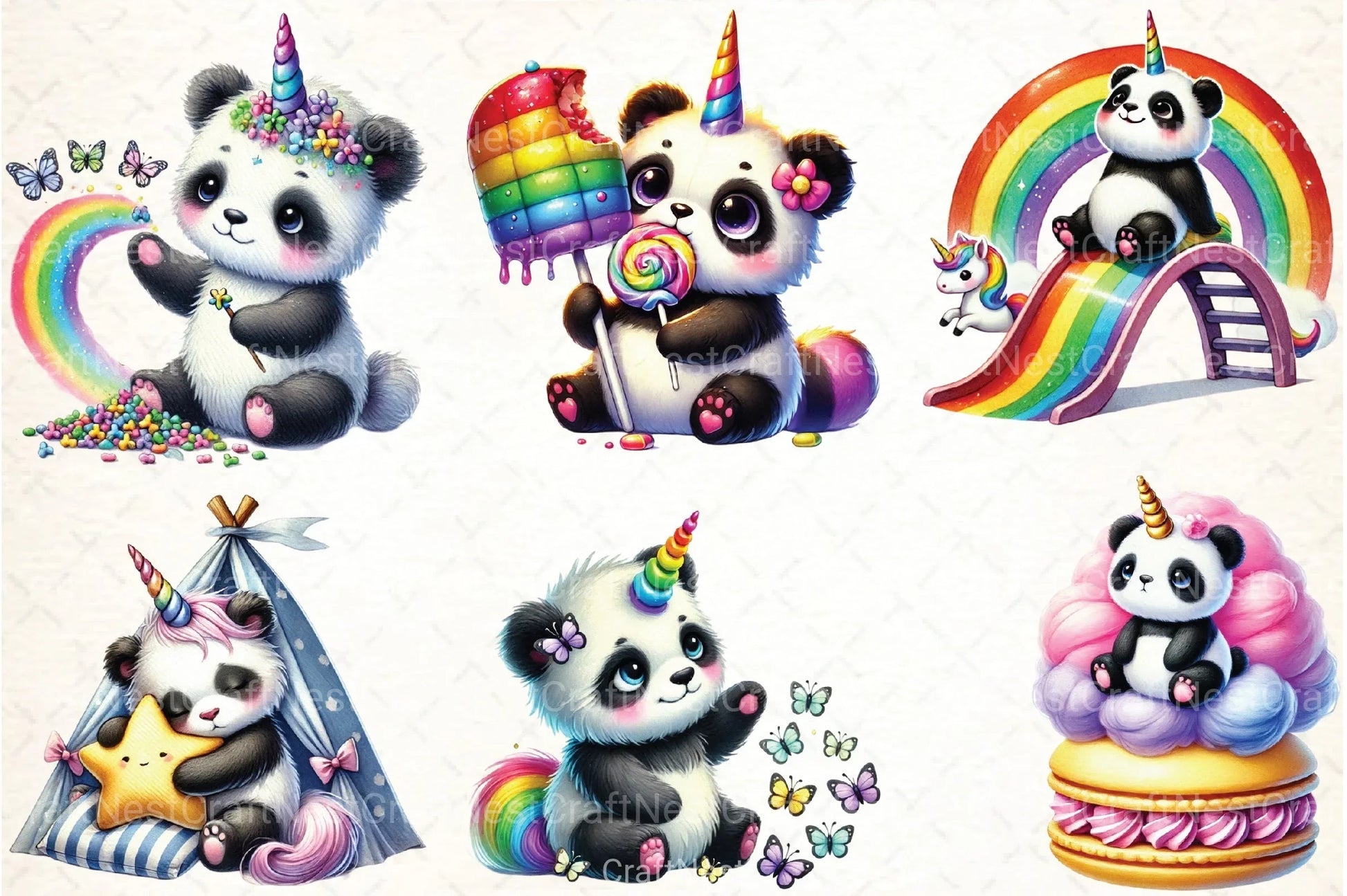 Cute Panda Clipart Bundle 8 - CraftNest - Digital Crafting and Art