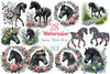 Spring Black Horse Clipart Bundle