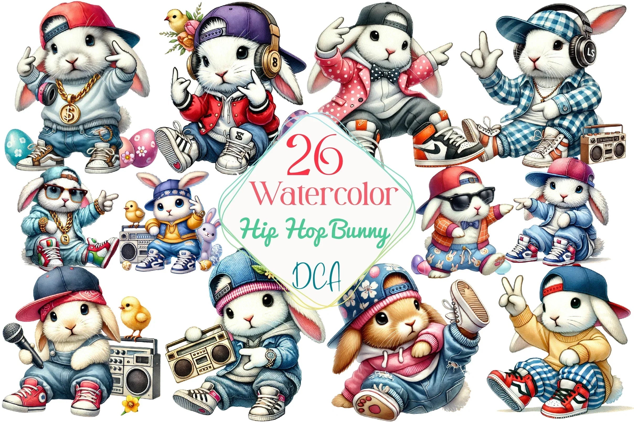 Hip Hop Bunny Easter Clipart Bundle - CraftNest - Digital Crafting and Art