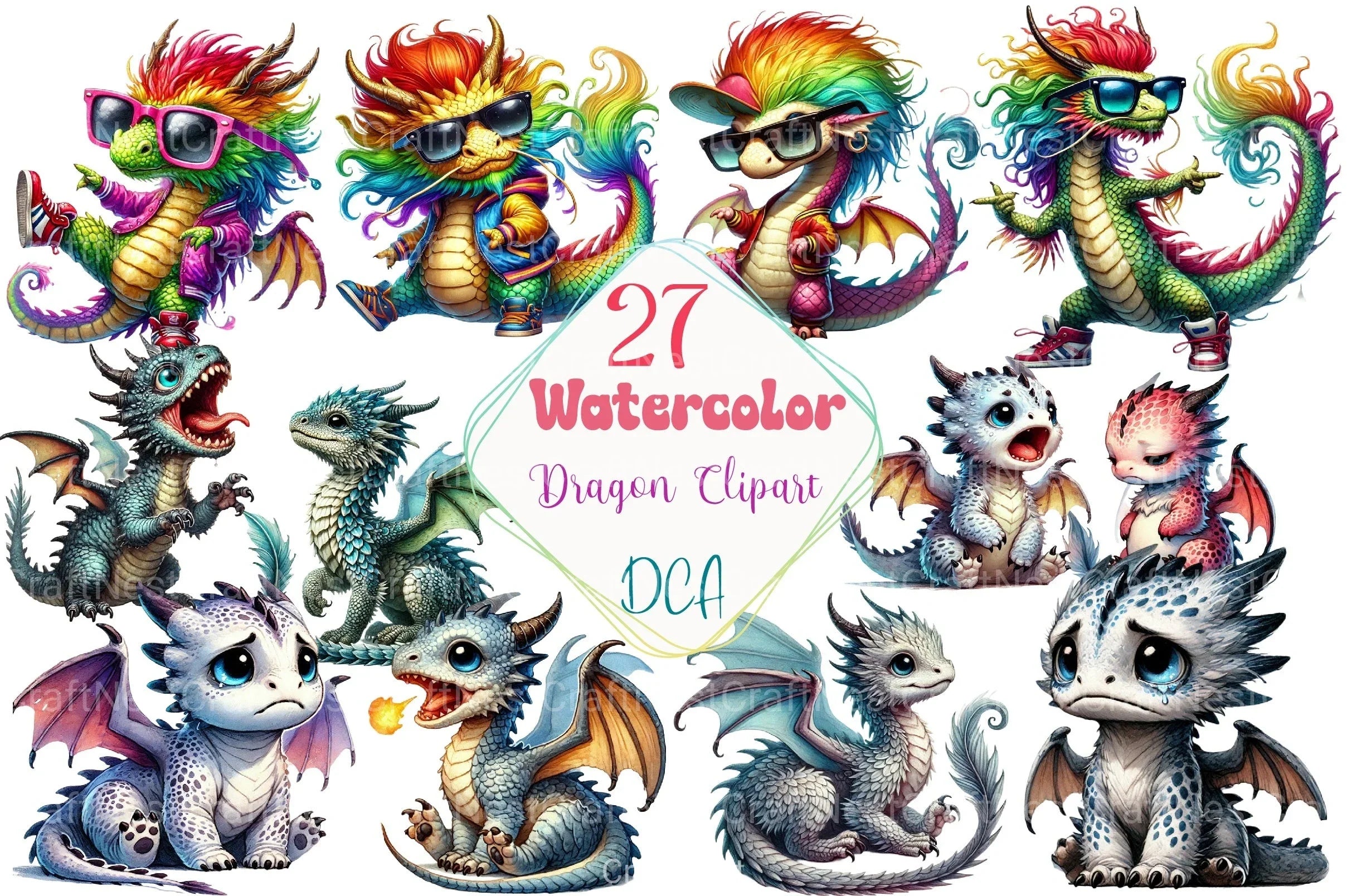Dragon Clipart Bundle 99 - CraftNest - Digital Crafting and Art