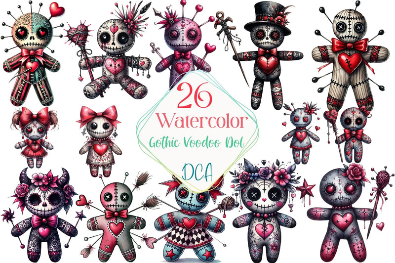 Valentine's Day Gothic Voodoo Doll Clipart Bundle - CraftNest - Digital Crafting and Art