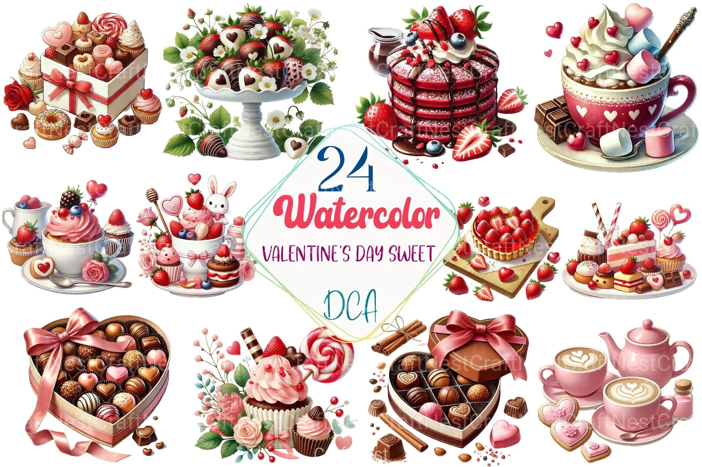 Valentine's Day Sweet Clipart Bundle - CraftNest - Digital Crafting and Art