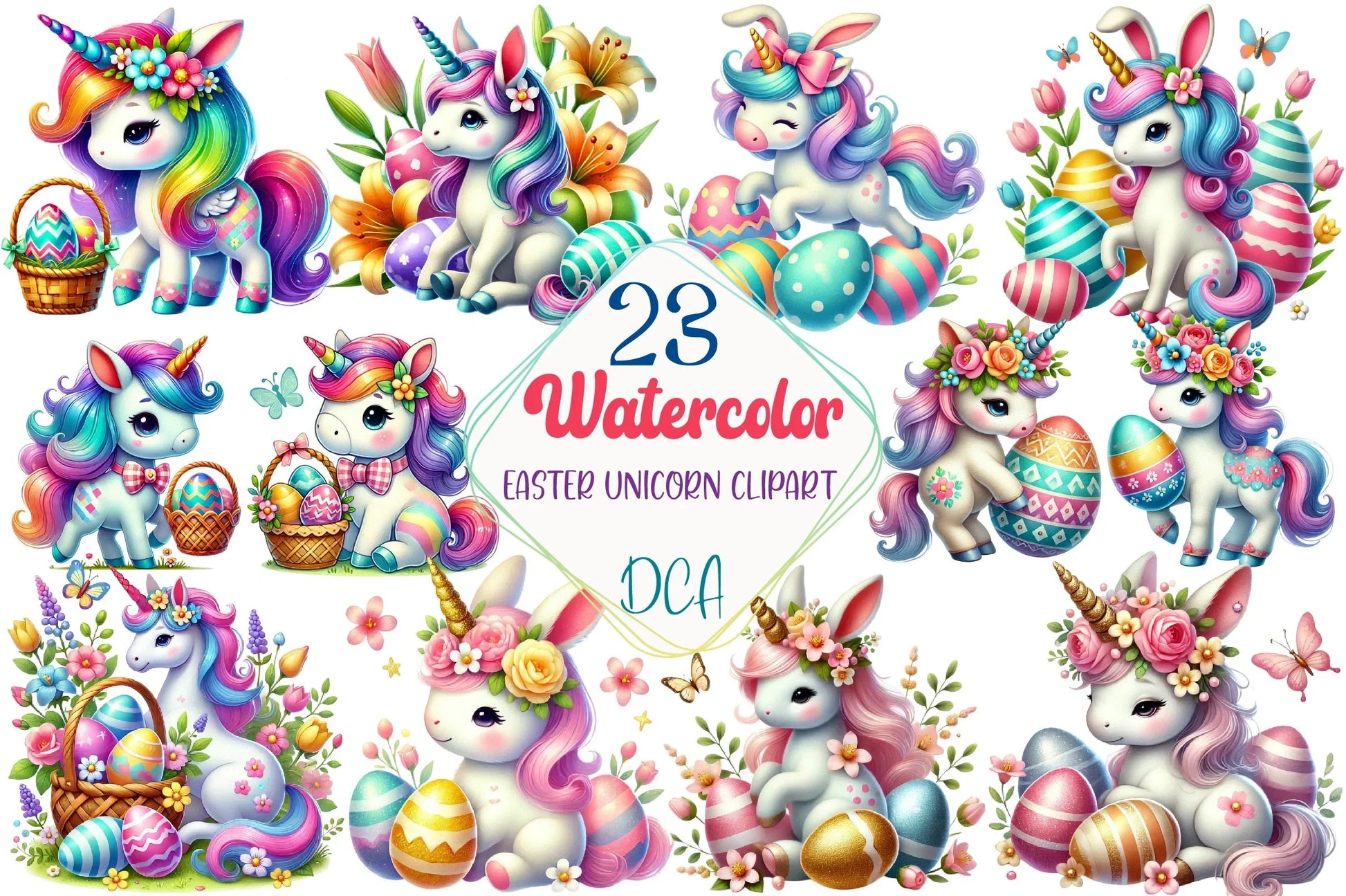 Easter Unicorn Clipart Bundle - CraftNest - Digital Crafting and Art