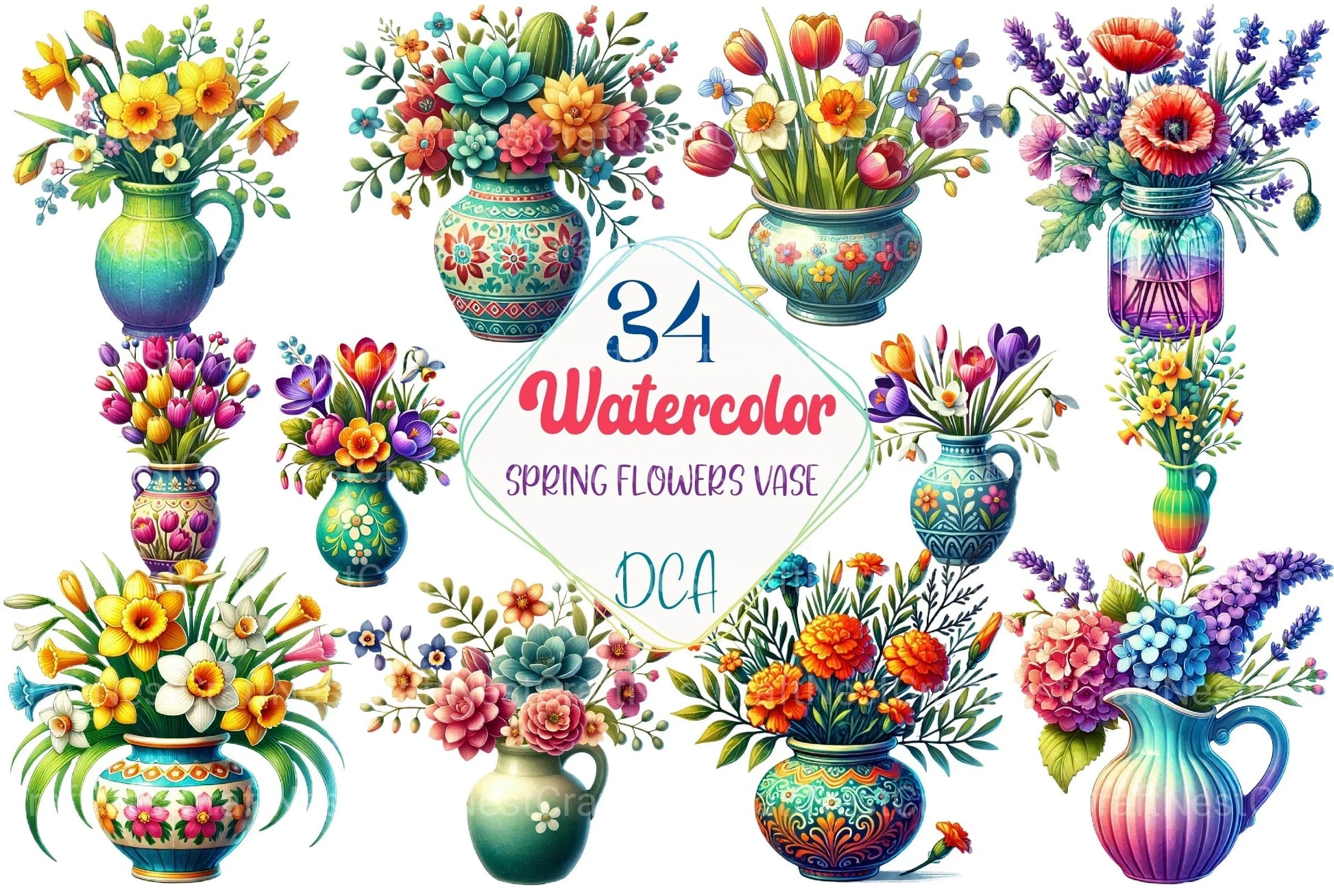 Spring Flowers Vase Clipart Bundle 1 - CraftNest - Digital Crafting and Art