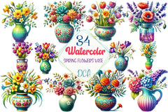 Spring Flowers Vase Clipart Bundle 1 - CraftNest - Digital Crafting and Art