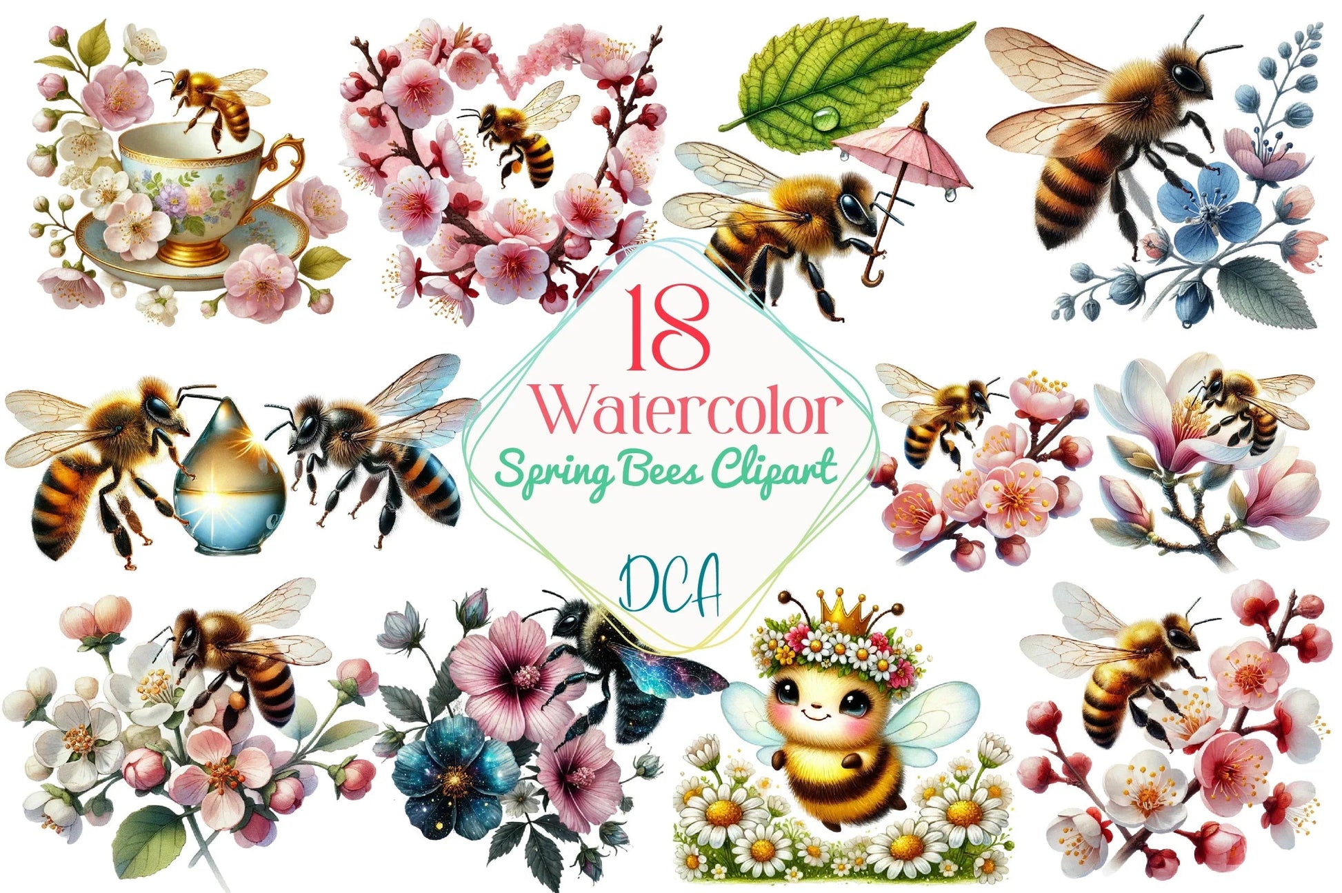 Spring Bees Clipart Bundle - CraftNest - Digital Crafting and Art