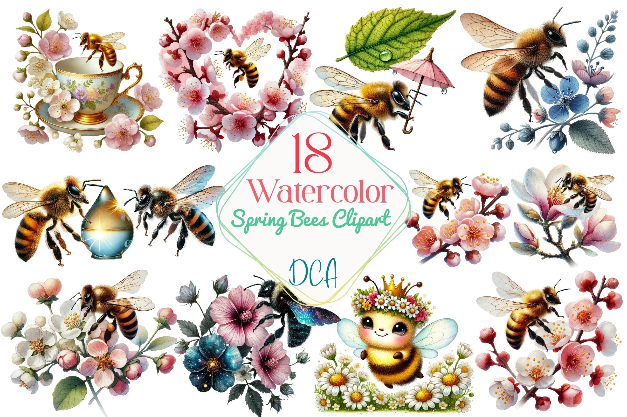 Spring Bees Clipart Bundle - CraftNest - Digital Crafting and Art