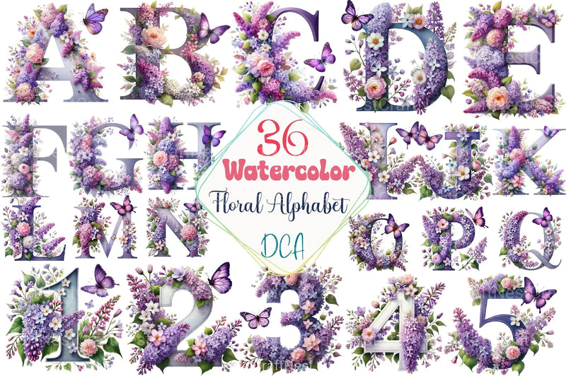 Floral Alphabet Clipart Bundle 4 - CraftNest - Digital Crafting and Art
