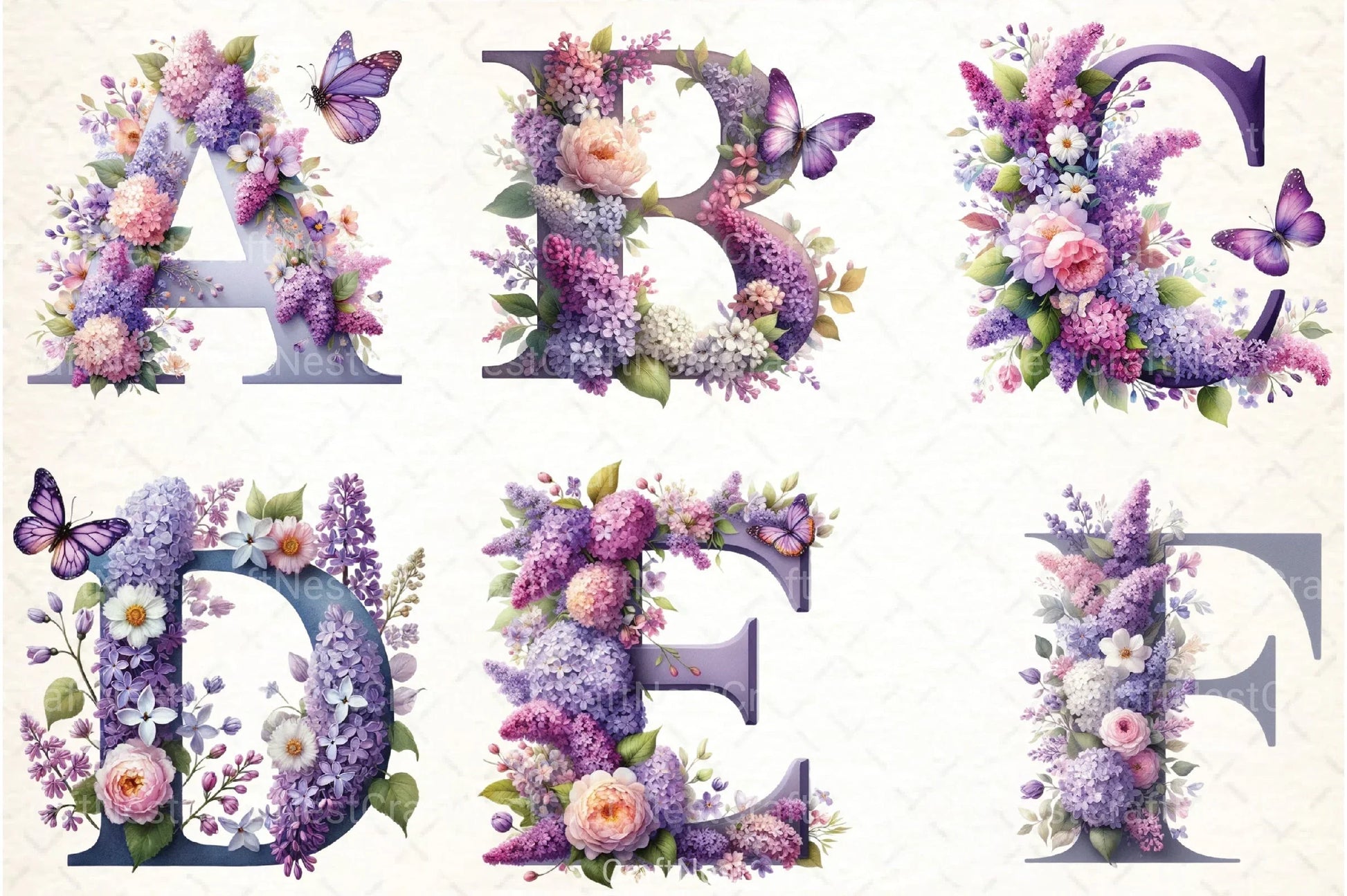 Floral Alphabet Clipart Bundle 4 - CraftNest - Digital Crafting and Art