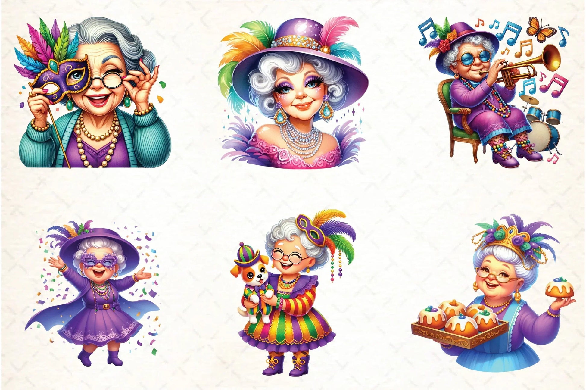 Mardi Gras Grandma Clipart Bundle - CraftNest - Digital Crafting and Art