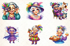 Mardi Gras Grandma Clipart Bundle - CraftNest - Digital Crafting and Art