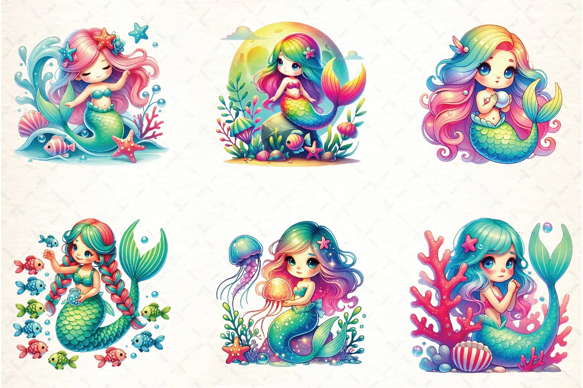 Cute Mermaid Clipart Bundle - CraftNest - Digital Crafting and Art