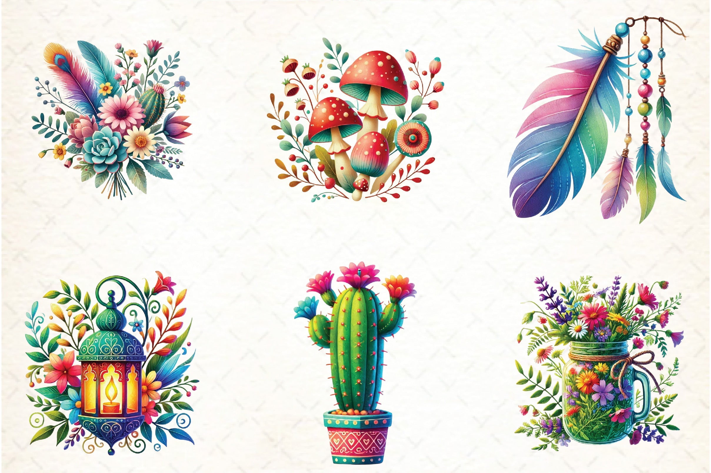 Boho Spring Clipart Bundle