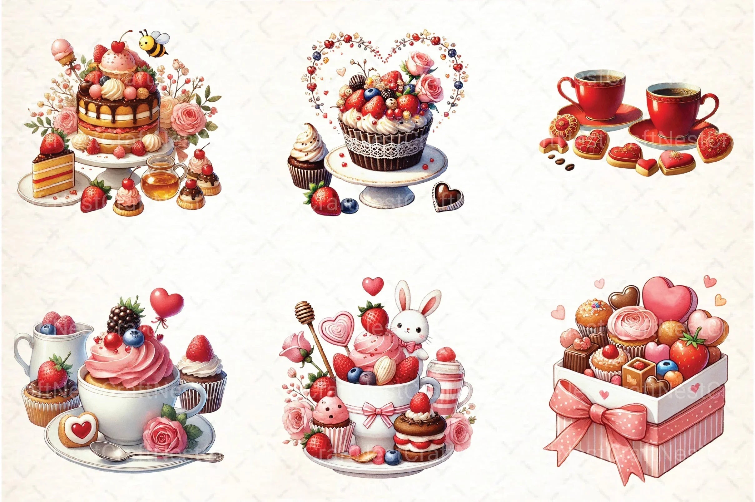 Valentine's Day Sweet Clipart Bundle - CraftNest - Digital Crafting and Art