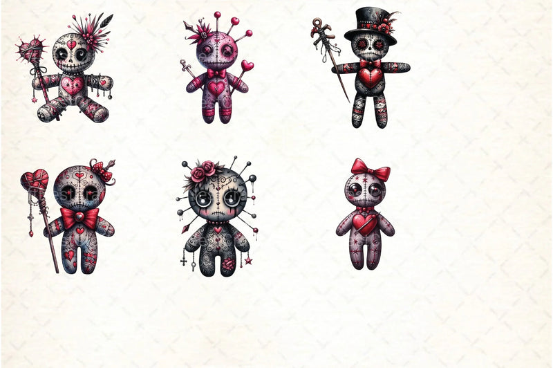 Gothic Voodoo Doll Clipart Bundle for Valentine's Day - CraftNest - Digital Crafting and Art