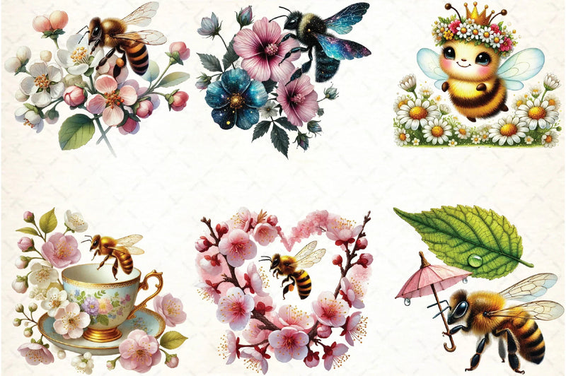 Spring Bees Clipart Bundle - CraftNest - Digital Crafting and Art