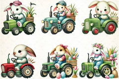 Easter Bunny Tractor Clipart Bundle - CraftNest - Digital Crafting and Art