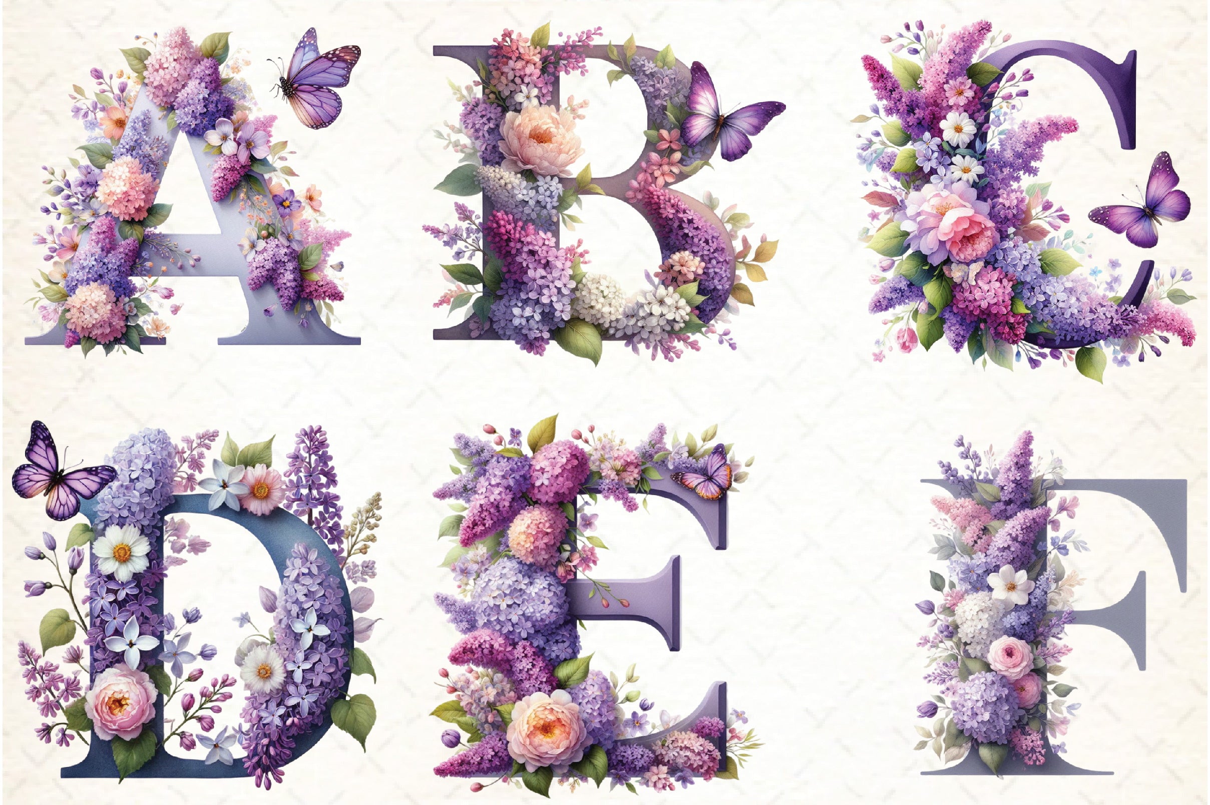 Floral Alphabet Clipart Bundle