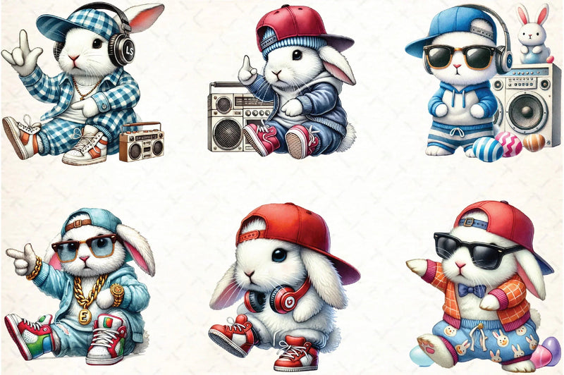 Hip Hop Bunny Easter Clipart Bundle - CraftNest - Digital Crafting and Art