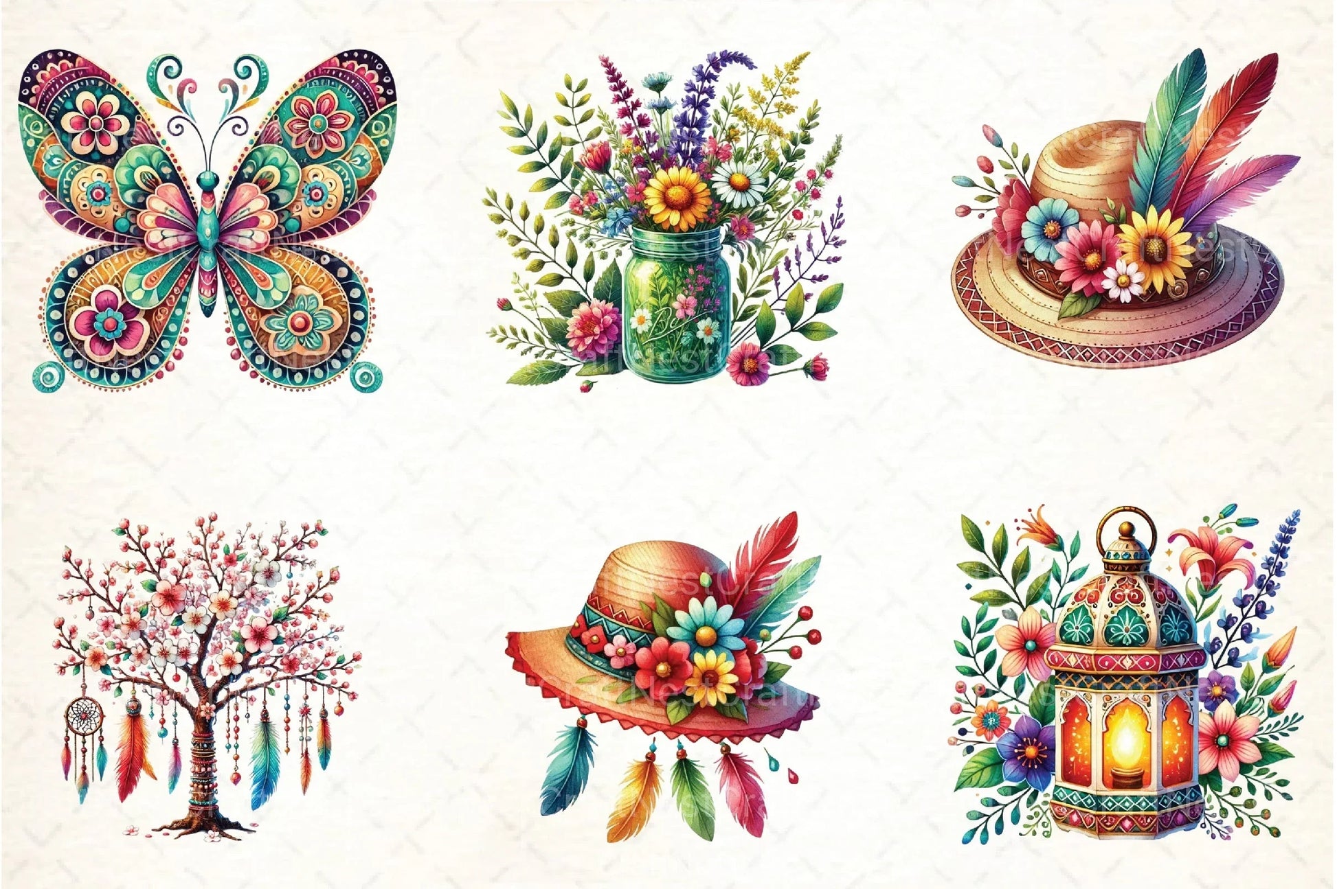 Boho Spring Clipart Bundle 99 - CraftNest - Digital Crafting and Art