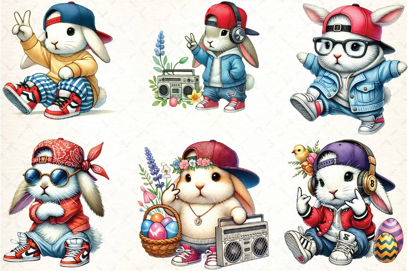 Hip Hop Bunny Easter Clipart Bundle - CraftNest - Digital Crafting and Art