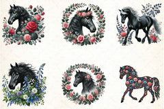 Spring Black Horse Clipart Bundle - CraftNest - Digital Crafting and Art