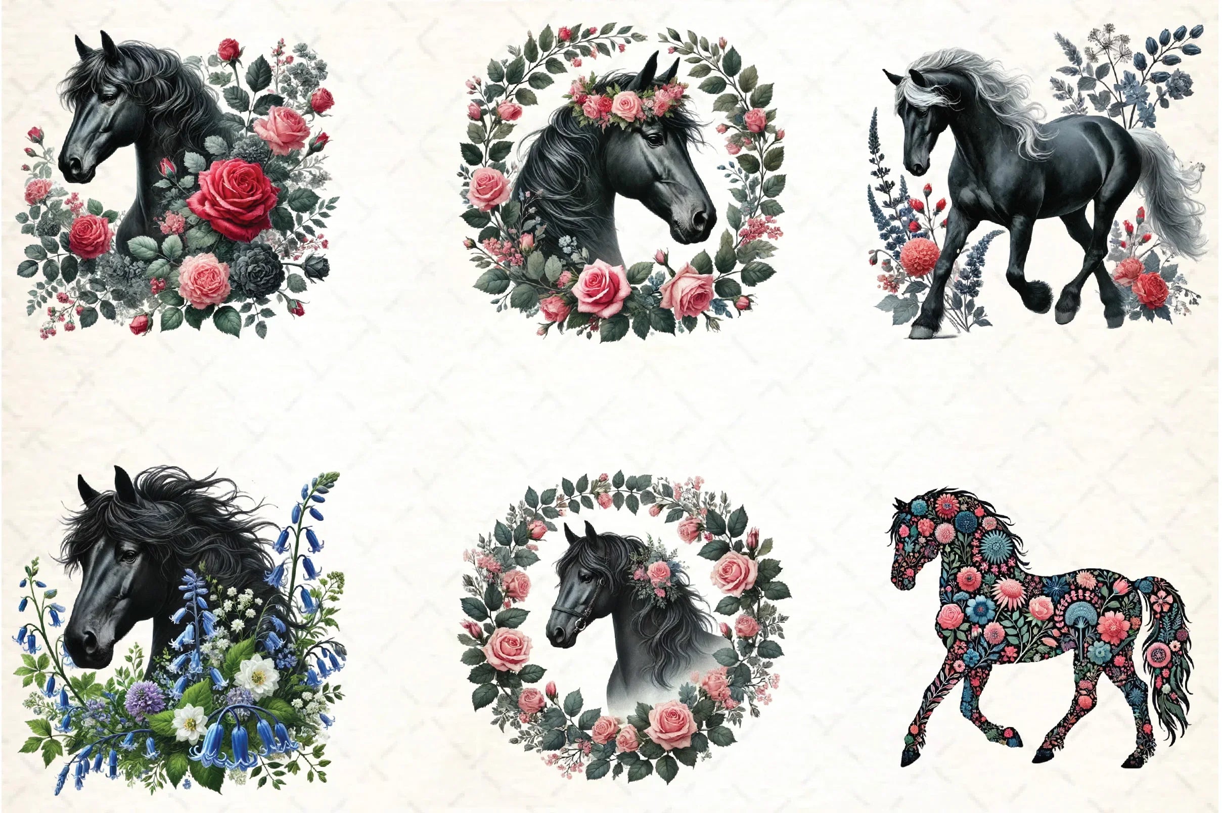 Spring Black Horse Clipart Bundle - CraftNest - Digital Crafting and Art