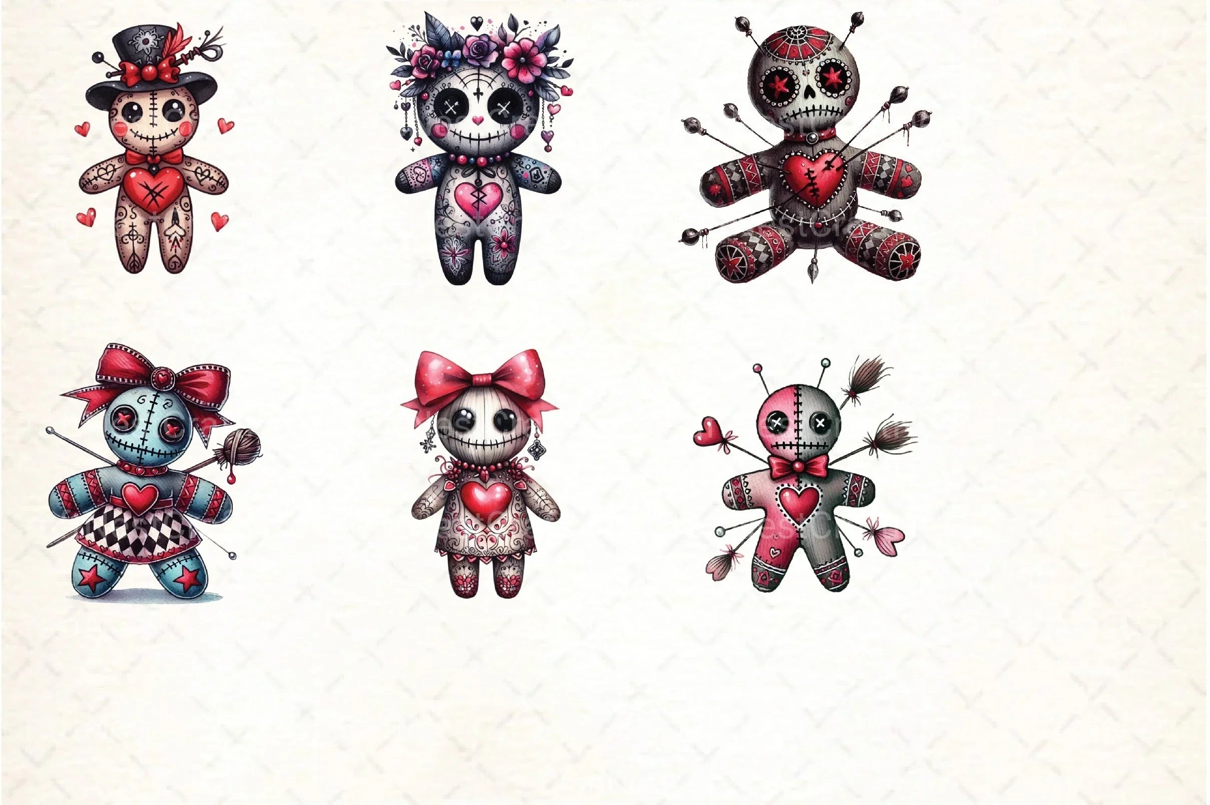 Gothic Voodoo Doll Clipart Bundle for Valentine's Day - CraftNest - Digital Crafting and Art