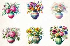 Spring Flowers Vase Clipart Bundle - CraftNest - Digital Crafting and Art