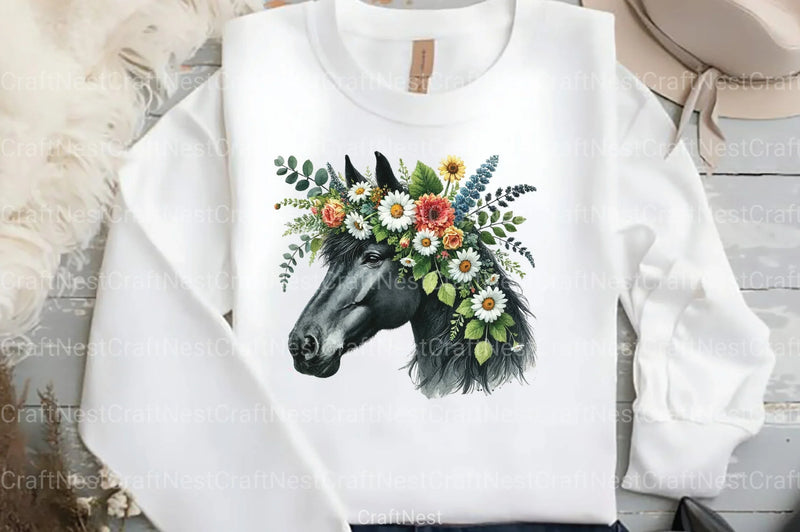 Spring Black Horse Clipart Bundle 99 - CraftNest - Digital Crafting and Art