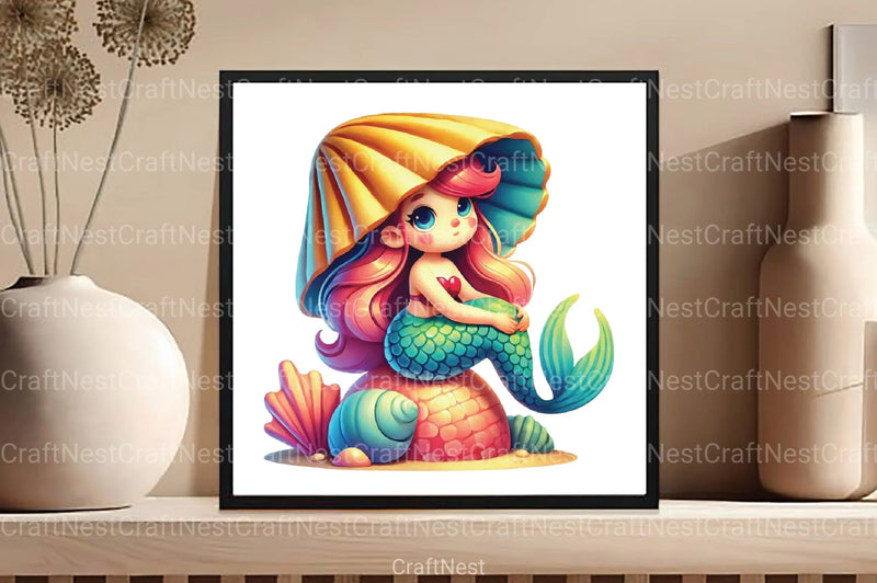 Cute Mermaid Clipart Bundle 6 - CraftNest - Digital Crafting and Art