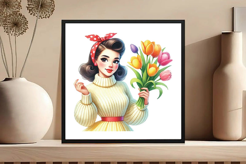 Spring Pin-Up Girl Design Clipart Bundle - CraftNest - Digital Crafting and Art