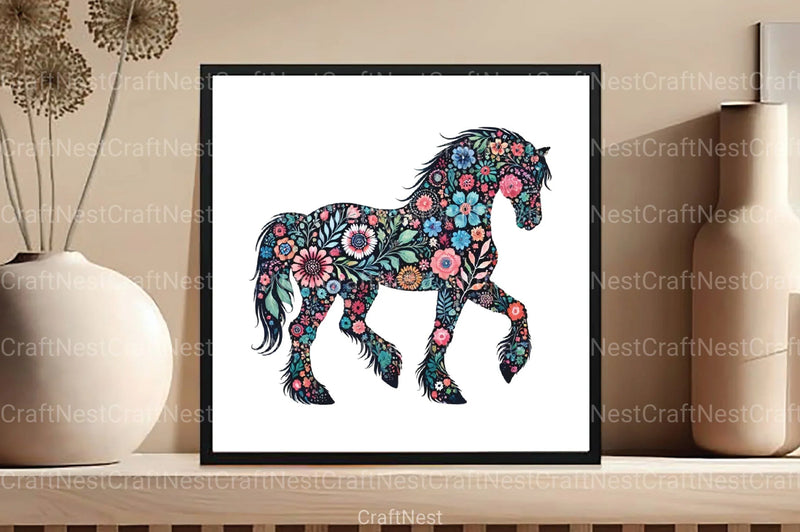 Spring Black Horse Clipart Bundle 99 - CraftNest - Digital Crafting and Art