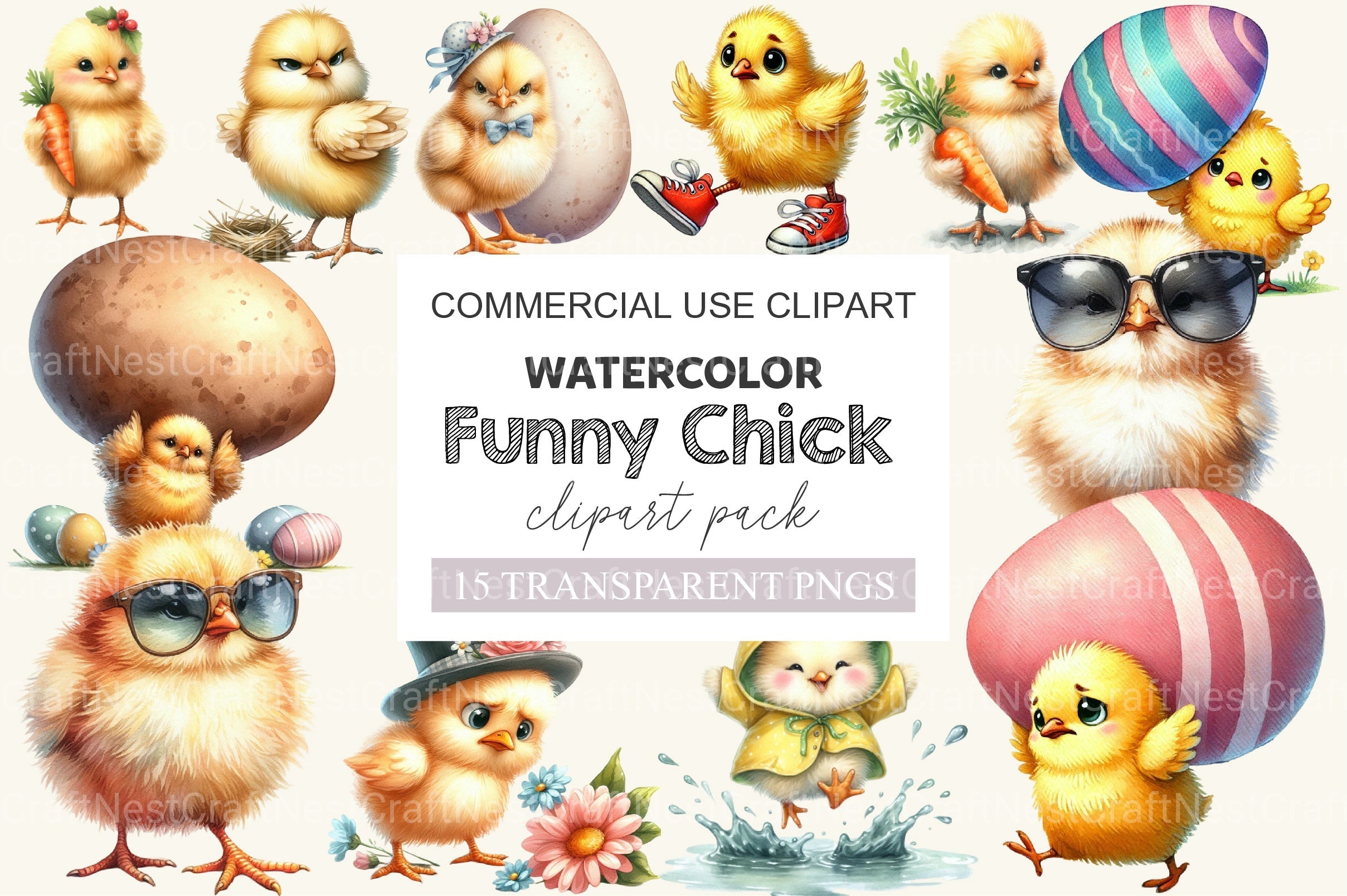 Funny Chick Clipart Bundle
