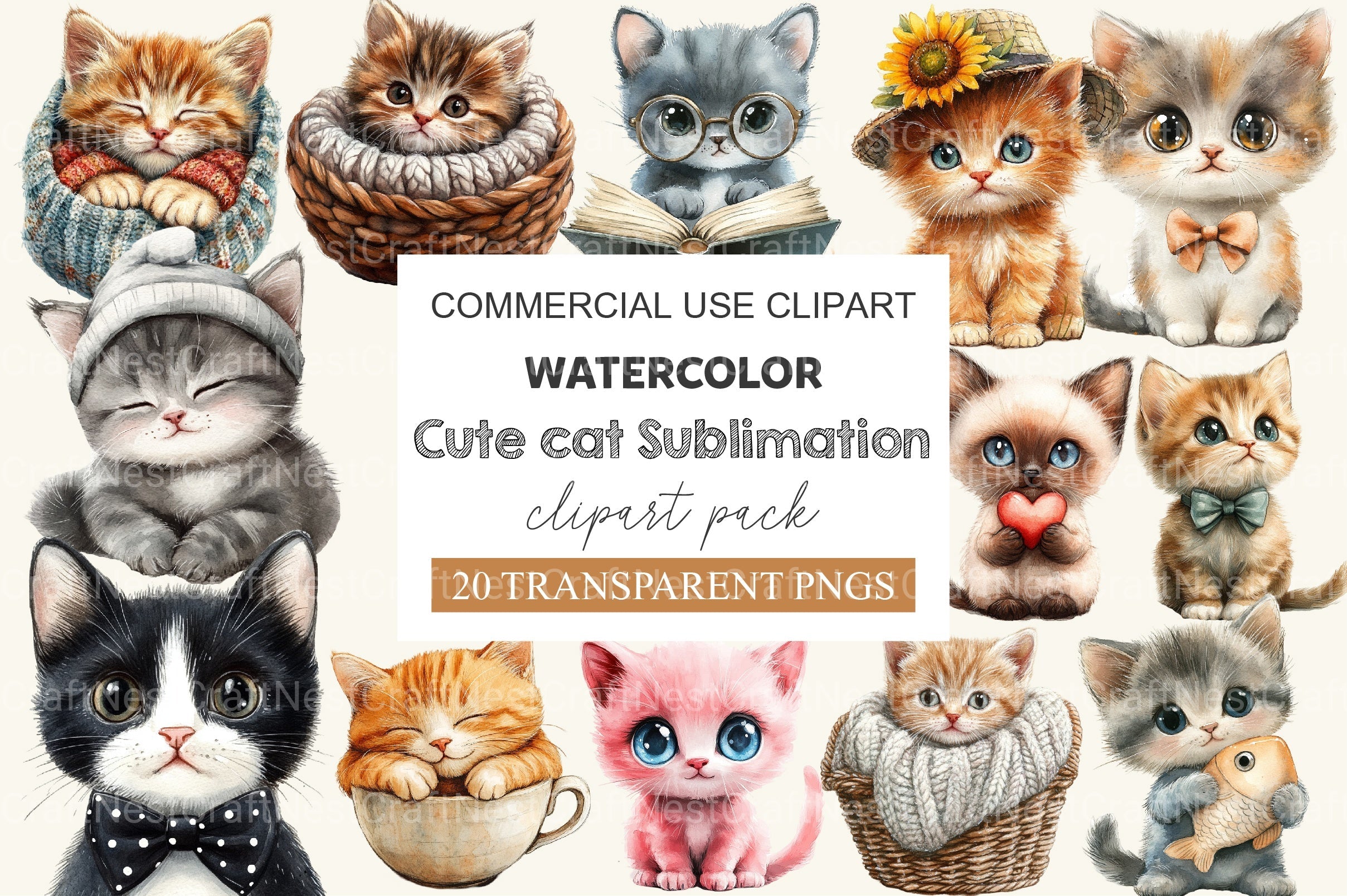Cute Cat Clipart Bundle