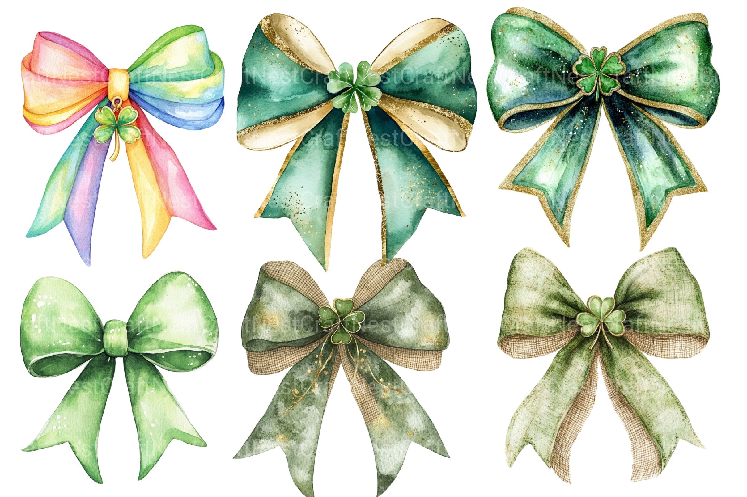 St Patrick's Day Bow Clipart Bundle 2