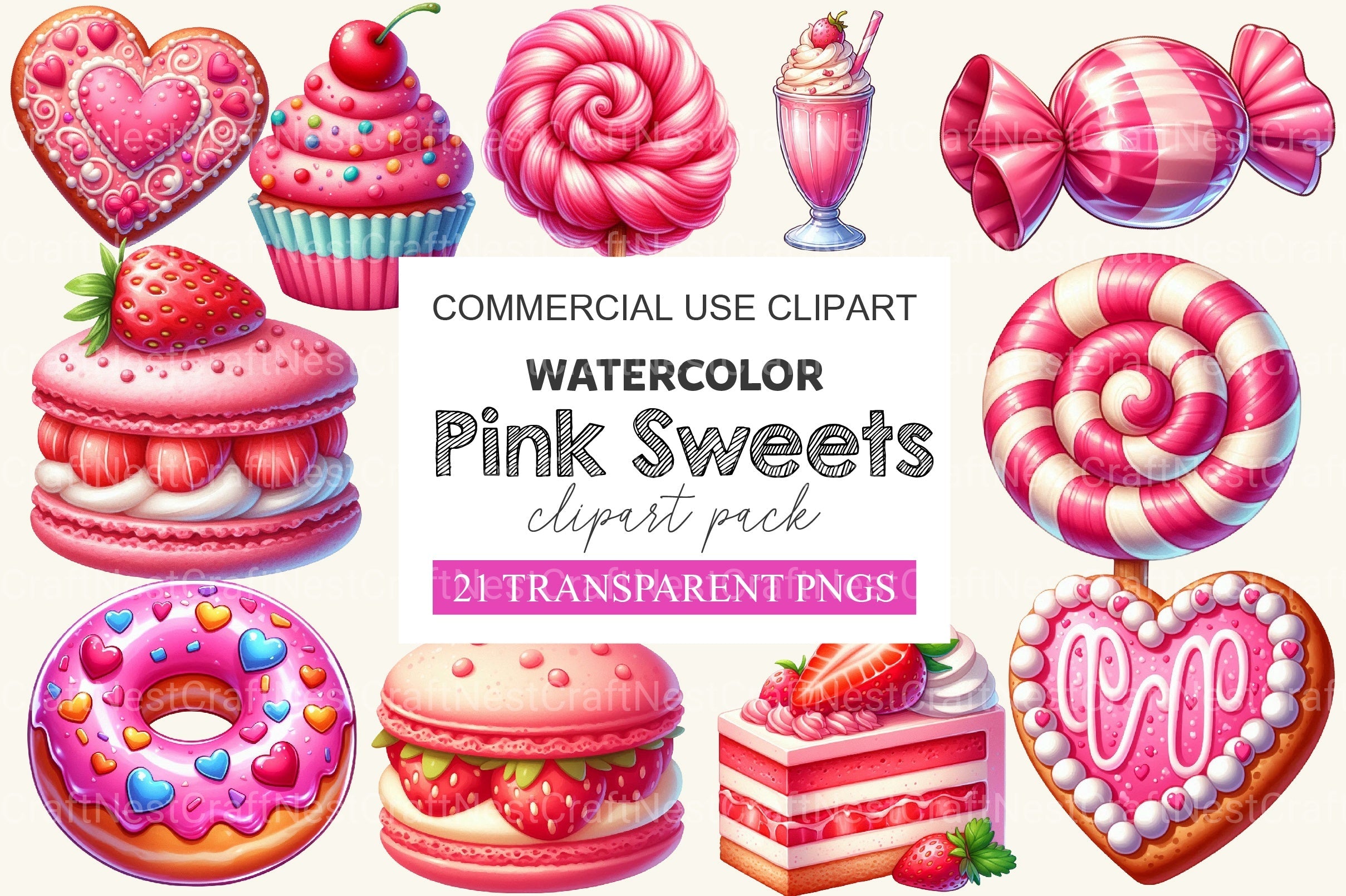 Pink Sweets Clipart Bundle