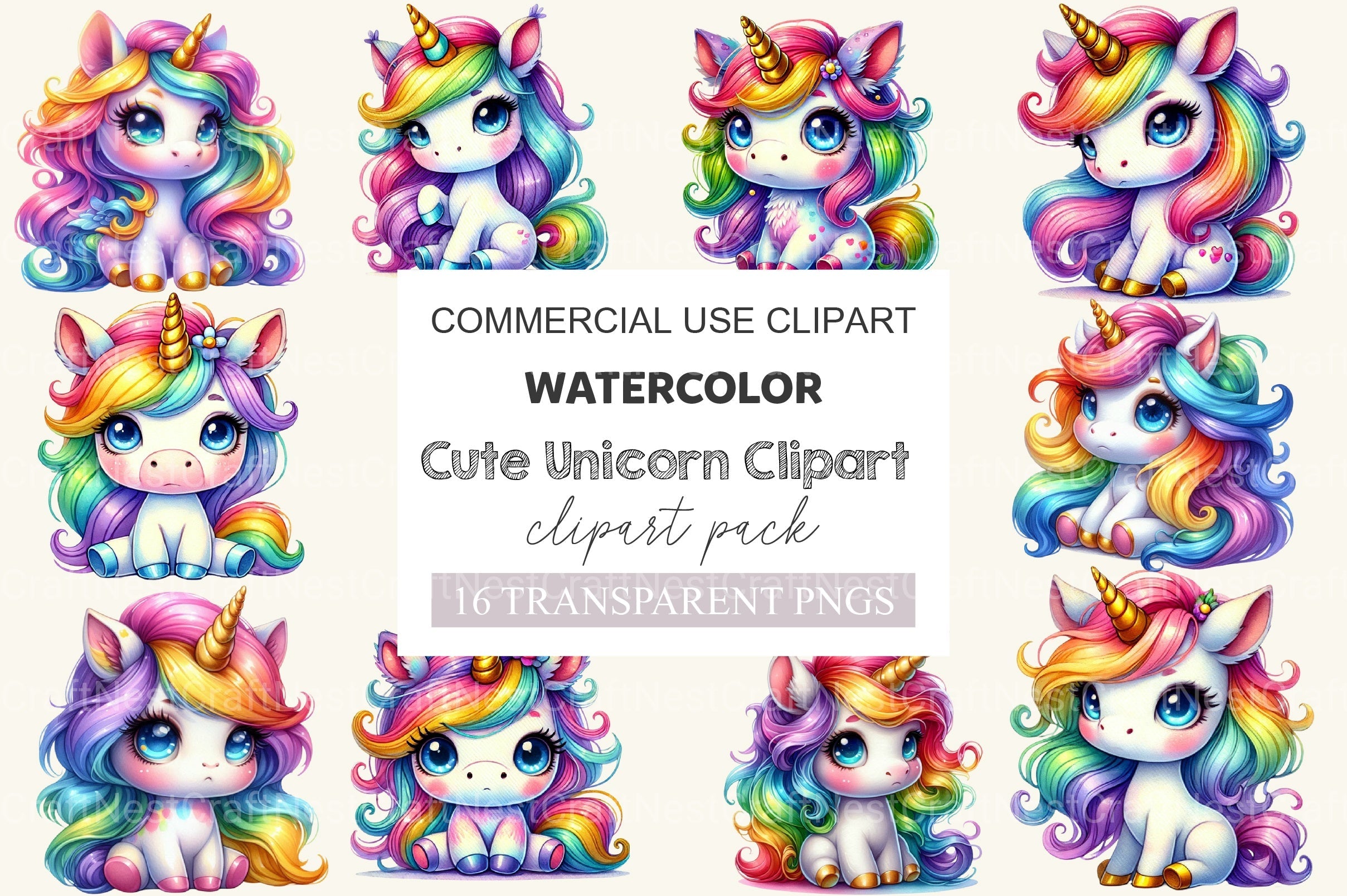 Cute Unicorn Clipart Bundle 8