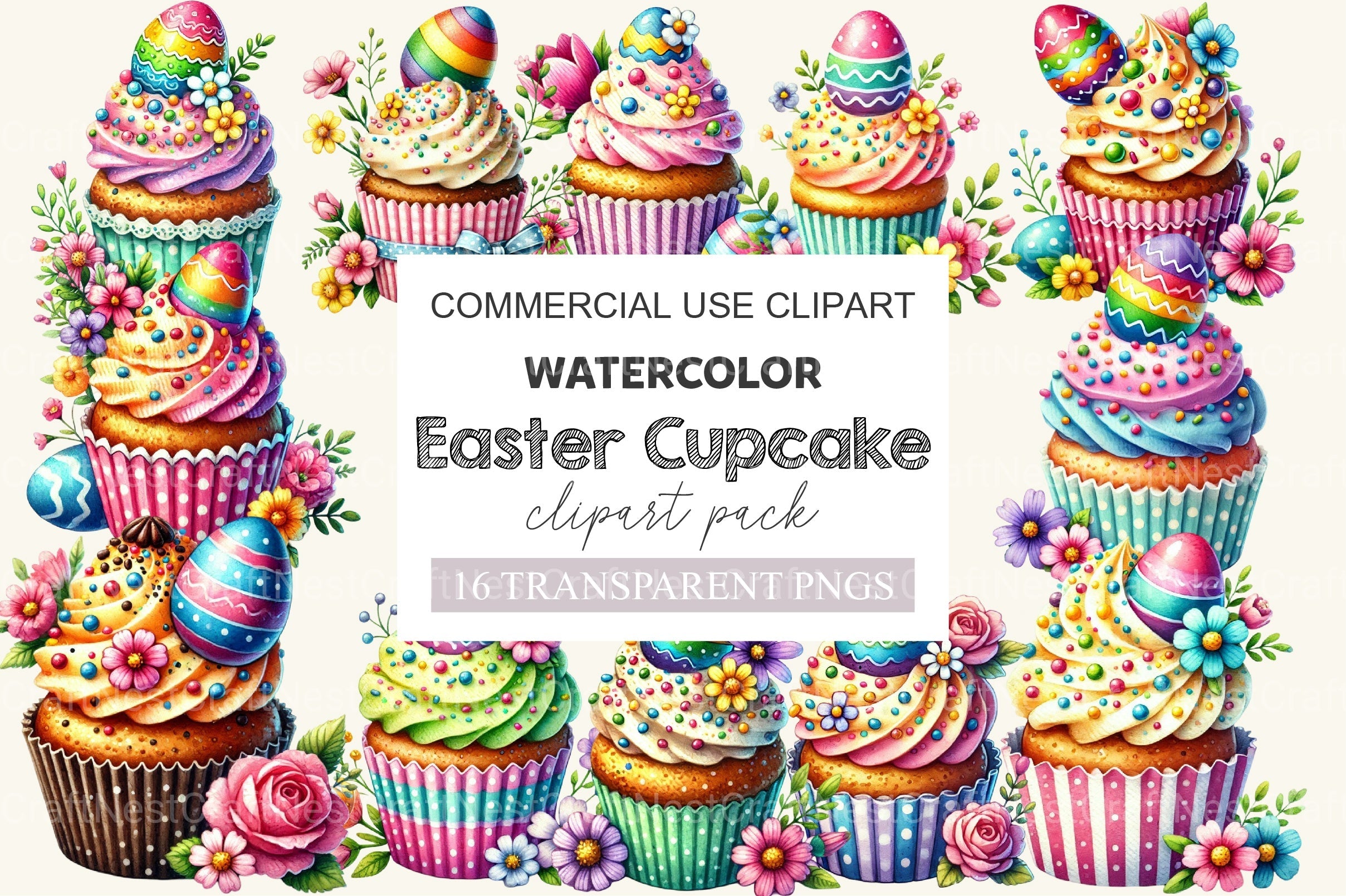Easter Cupcake Clipart Bundle 2
