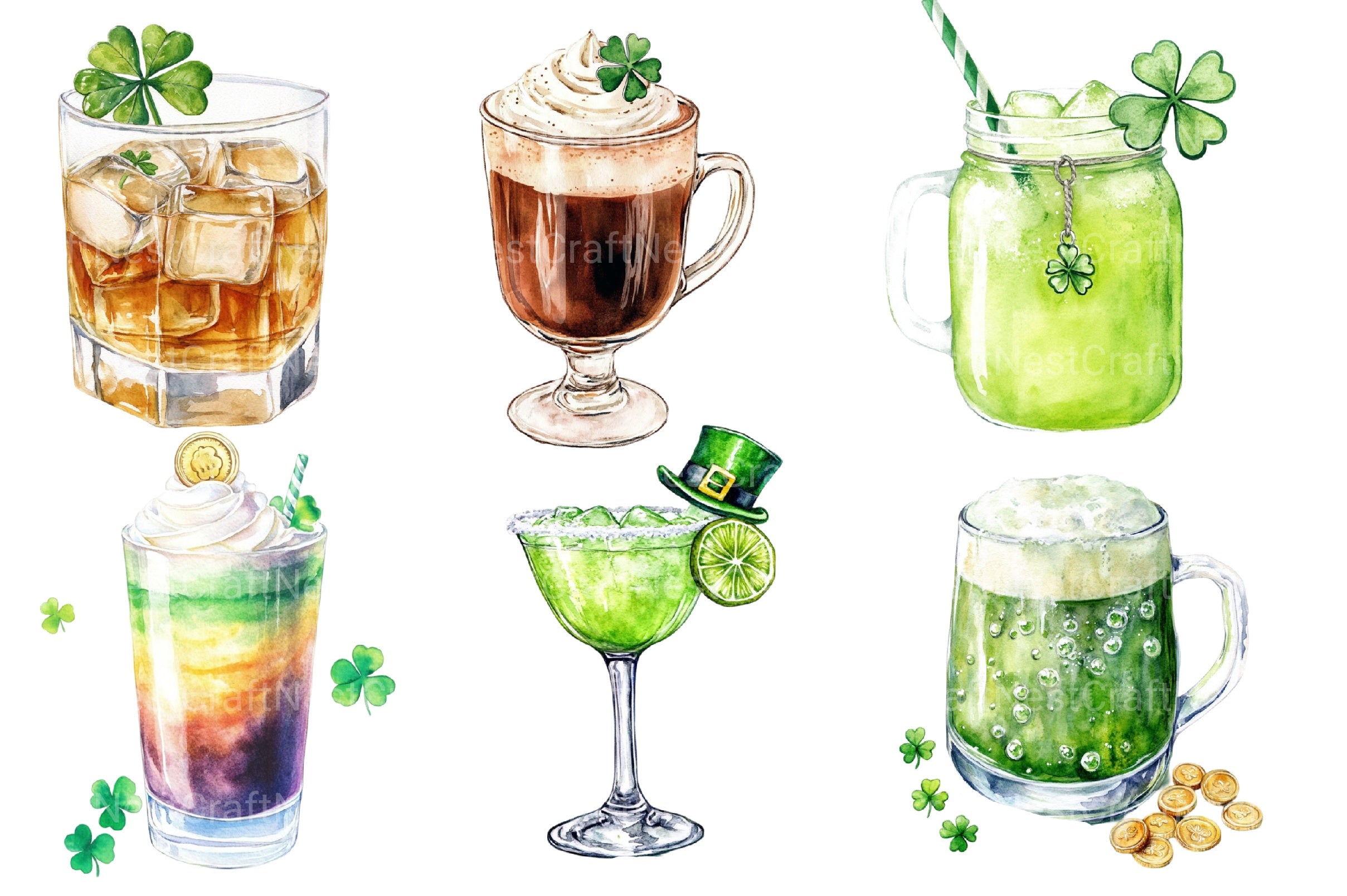 St Patrick's Day Drinks Clipart Bundle 3