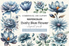 Dusty Blue Flower Clipart Bundle