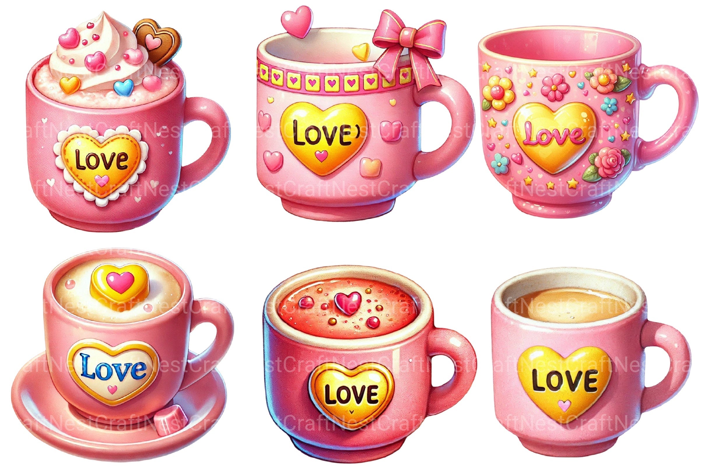 Valentine's Mug Clipart Bundle