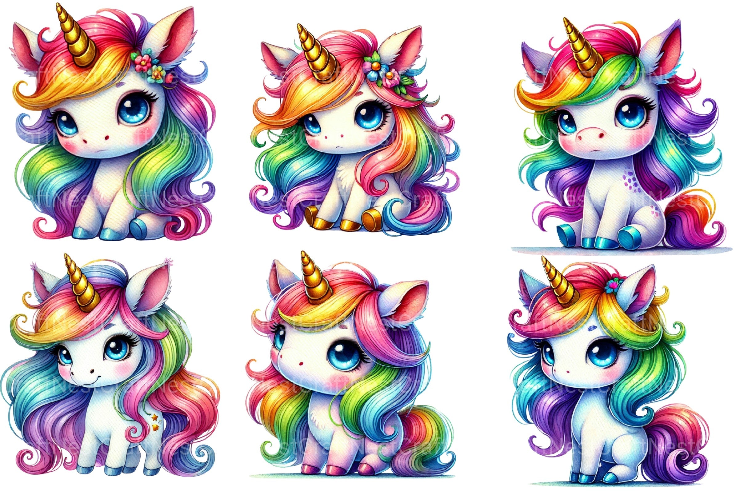 Cute Unicorn Clipart Bundle 8